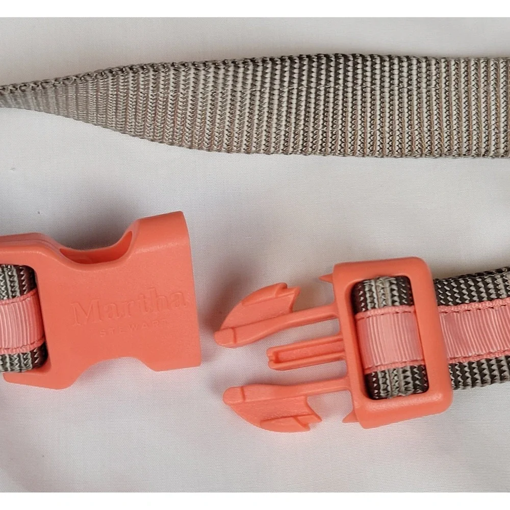 Martha‎ Stewart Gray & Coral Adjustable Nylon Large Dog Collar Size 20 (18-26in)